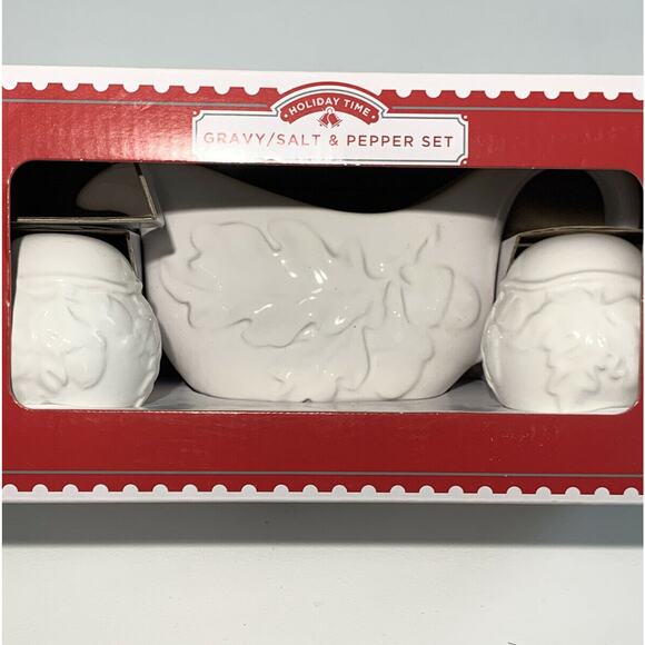 Holiday Time Gravy Salt  Pepper Serving Set Thanksgiving Christmas Holiday NEW - Picture 2 of 7
